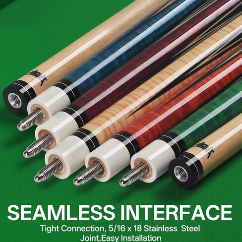 AKLOT Pool Cue Sticks, 42" Canadian Maple Professional Billiard Sticks, Taco De Billar Super Straightened Up 2-Piece Queue for Home, Pool Cues Set of 5, 14oz Multiple Colors in Kuwait