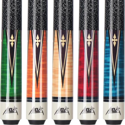 AKLOT Pool Cue Sticks, 58" Canadian Maple Professional Pool Sticks for Adults Set of 5,Billiards Cue Sticks for Home, Pool Que Tacos De Billar, 18~21oz Multiple Colors in Saudi Arabia