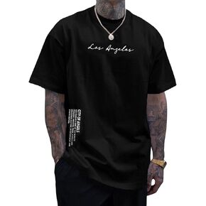 Verdusa Men's Oversized Tops Letter Embroidery Drop Shoulder Tee Top Casual T Shirts in Kuwait