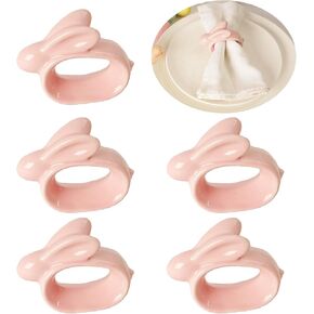 مجموعة حلقات منديل أرنب عيد الفصح مكونة من 6 قطع، حامل حلقات منديل أرنب بورسلين، حلقات منديل أرنب سيراميك لعيد الفصح، حفلة الربيع، الولائم، العشاء، ديكور طاولة الزفاف in Kuwait