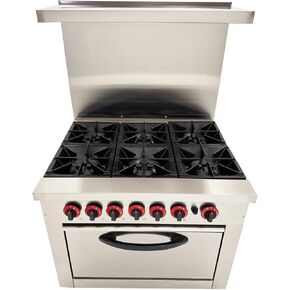 موقد غاز تجاري من الفولاذ المقاوم للصدأ مكون من 6 شعلات مع فرن المطبخ in Kuwait