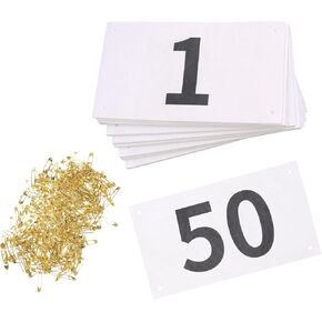 XTACER Running Race Bibs Large Numbers with Safety Pins (Any 1-500) ([4"x7"] Numbers 001-50) in Kuwait
