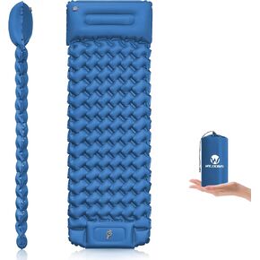 Self-Inflating Sleeping Pad with Pillow 4-Inch Thick Ultralight Sleeping Mat for Backpacking Leak-Proof Dual-Sided & Quiet Camping Mattress Compact for Hiking Family Trips - Green 1 Pack in Saudi Arabia