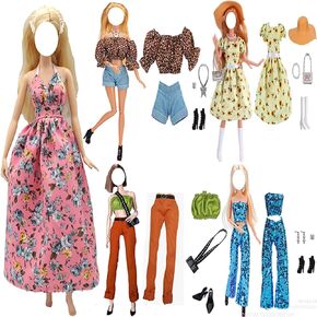 Doll Clothes, 5 Sets Outfits Winter Dresses Pants Windbreaker Hat for 11.5 inch Dolls Accessories Random Style (C) in Kuwait