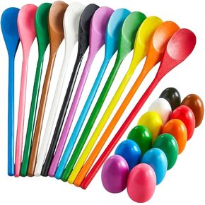 24PCS Egg Spoon Race Game Set, Relay Race Games Wooden Egg Balance Game for Outdoor Lawn Games in Kuwait