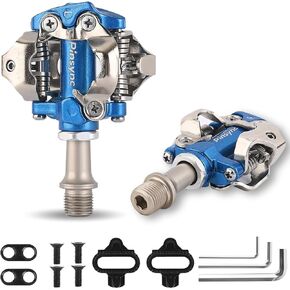SPD Bike Pedals, Clipless MTB Pedals with Cleats, 9/16" Dual-Sided CNC Aluminum Mountain Bike Pedal Compatible with SPD System, for Mountain & Gravel Bikes in Saudi Arabia