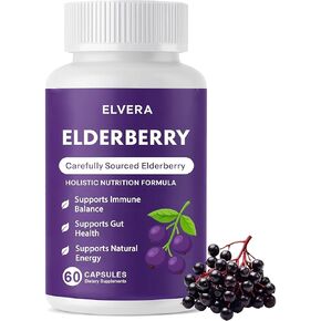 Elderberry - EIvera Gut Support Complex, Organic Black Elderberry Capsules, with Zinc & Vitamin C for Digestive Balance, Immune Support (1) in Saudi Arabia