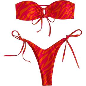 طقم بيكيني نسائي من SHENHE مكون من قطعتين برباط بدون حمالات وربطة جانبية in Kuwait