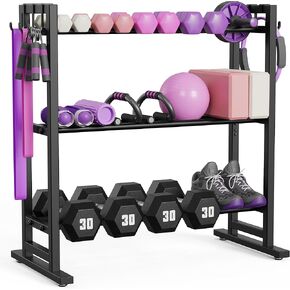 niffgaff 3 Tier Adjustable Dumbbell Rack, Weight Rack with Extended Base & Movable Hooks, 450 lb Capacity in Kuwait