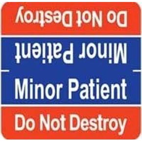 "Minor Patient DO NOT Destroy" Medical X-Ray Labels, 1-7/8"H x 1-7/8"W, Laminated, Roll of 500 in Kuwait