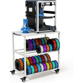 Demao 3D Printer Filament Storage Rack, 3-Tier 3D Printer Cart with Lockable Universal Wheels,Heavy Duty Metal 3D Filament Storage Rack for 3D Printing Filaments-White in Kuwait