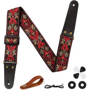 Guitar Strap, 2" Embroidery Guitar Straps with Leather Ends, Vintage Embroidered Guitar Straps in Kuwait