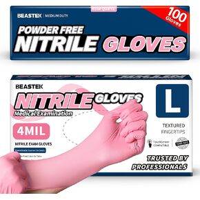 Beastek Nitrile Disposable Exam Gloves, 4Mil 100 Ct Powder-Free Latex-Free Food-Safe for Cooking Medical Esthetician, Orchid in Kuwait