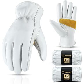 OZERO Leather Work Gloves for Men, Cowhide Gardening Gloves with Reinforced Palm, Flexible Keystone Thumb, Elastic Wrist in Kuwait