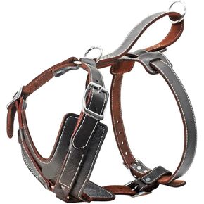 Dog Harness, Dog Harness Large Dogs Genuine Leather Harnesses Pet Training Vest with Quick Control Handle(3XL) in Kuwait