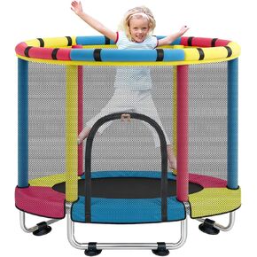 ترامبولين للأطفال الصغار، ترامبولين صغير للاستخدام الداخلي والخارجي مع شبكة إغلاق آمنة، تصميم آمن لا يوجد به فجوات، هدايا عيد ميلاد للأطفال والأولاد والبنات، من سن 1 إلى 8 سنوات in Kuwait