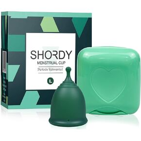أكواب الحيض SHORDY (كبيرة)، عبوة واحدة مع صندوق، ناعمة ومرنة، مجموعة كوبا للحيض للنساء حتى 12 ساعة من الراحة، صديقة للبيئة وبديل أكثر أمانًا لمنصات الأقراص (أزرق) in Kuwait