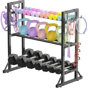 حامل دمبل قابل للتعديل من 3 طبقات - منظم تخزين الوزن من الفولاذ الكربوني شديد التحمل للصالة الرياضية المنزلية، سهل التجميع، سعة 450 رطل للدمبل والأجراس in Kuwait