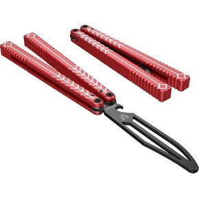 Nabalis X Will Hirsch Vulp Knife Balisong Trainer 6061 مقبض قناة ألومنيوم مع دبابيس Zen، Vulp-Red in Kuwait