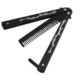 Dragon Totem Stainless Steel Practice Butterfly Knife Trainer and Comb Knife Trainer (Black) in Kuwait