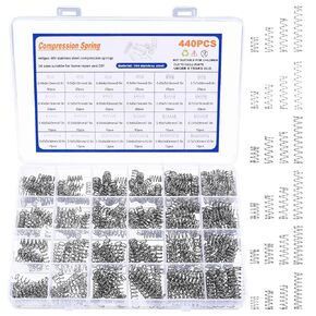 440 Pcs Compression Spring Kit, Stainless Steel Compression Springs Assortment Kit, Small Springs Assortment, Torsion Spring Assorted for Shop Car Home Repairs(24 Sizes) in Kuwait