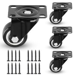 عجلات دوارة من Alise، مجموعة عجلات دوارة مقاس 1.5 بوصة مكونة من 4 عجلات مطاطية شديدة التحمل من الصلب، رغوة البولي يوريثين لا تصدر ضوضاء ومضادة للتآكل، عجلات ذات لوحة ناعمة للأثاث ومنضدة العمل وعجلات العربة (بدون فرامل) in Kuwait