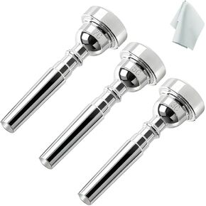 مجموعة قطع الفم البوق 3C 5C 7C مع قطعة قماش للتنظيف، قطعة الفم ترومبيتا للمبتدئين والمحترفين، 3 عبوات من ملحقات البوق (فضية) in Kuwait