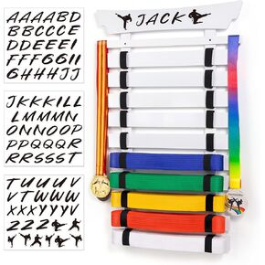 Karate Belt Display Rack with Stickers, Martial Arts Belt Display Holder, Taekwondo Belt Jiu Jitsu Belt BJJ Belt Display Hanging Holder for Adults in Kuwait
