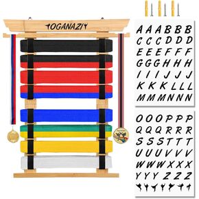 8 أحزمة رف عرض حزام الكاراتيه مع ملصقات شخصية، حامل عرض حزام التايكوندو مع رف ميدالية جانبية، حامل عرض أحزمة الفنون القتالية المرنة للتايكوندو والكاراتيه وهدايا BJJ in Kuwait