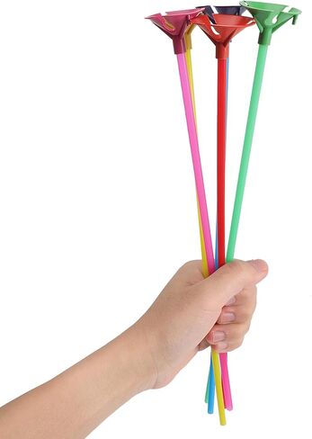 HOMSFOU 100 Sets Balloon Stick Stand Kit with Base, 32cm Thickened Colored Poles, Balloon Holder Supports for Table Centerpieces, Party Decorations for Weddings and Birthdays in Saudi Arabia