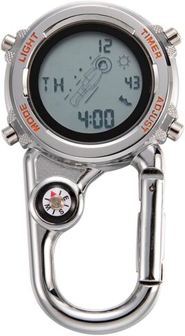 Zerodeko Multifunctional Carabiner Clip Watch with Compass Outdoor Pocket Watch for Men Women in Bright Orange Hiking Backpack Accessory in Saudi Arabia