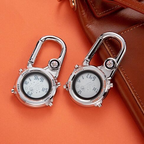 Zerodeko Multifunctional Carabiner Clip Watch with Compass Outdoor Pocket Watch for Men Women in Bright Orange Hiking Backpack Accessory in Saudi Arabia