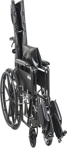 كرسي متحرك رياضي فضي من Drive Medical SSP18RBDFAV، تنجيد من الفينيل، مقعد عريض مقاس 18 بوصة، مسند ذراع كامل قابل للفصل، آلية استلقاء هيدروليكية، إطار من الصلب الكربوني، عجلات مركبة على شكل ماج in Saudi Arabia