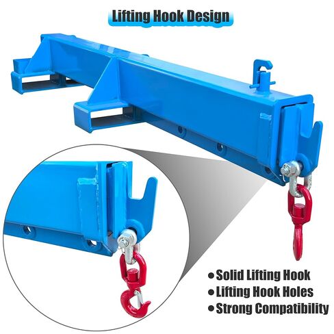 INTSUPERMAI Forklift Mobile Crane 2200lbs/1 Ton Capacity Adjustable Forklift Jib Boom Crane Max 8.2ft/2.5m Telescopic Arm with Truss Hoist Jib Boom and Hook for Warehouses Factories Workshops in Saudi Arabia