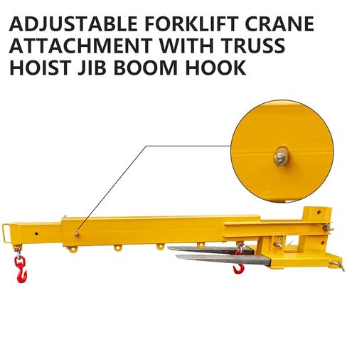 Adjustable Forklift Boom Crane, 6000LB Telescopic Forklift Boom Crane with Hooks for Warehouse, Factory, Construction Lifting in Kuwait