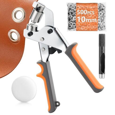 Grommet Tool Kit - 3/8 Inch Eyelet Tool kit,Heavy Duty Manual Grommet Press Machine with 500PCS Metal Grommets for Fabric, Tarps, Banners, Curtains. in Kuwait