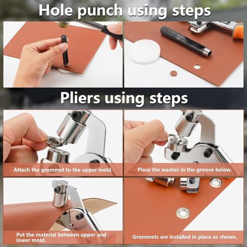 Grommet Tool Kit - 3/8 Inch Eyelet Tool kit,Heavy Duty Manual Grommet Press Machine with 500PCS Metal Grommets for Fabric, Tarps, Banners, Curtains. in Kuwait