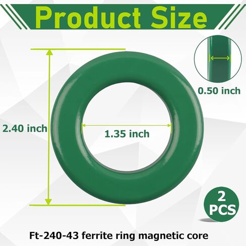 2 حزمة من الفريت Toroid Core FT240-43، لقمع أسلاك RFI EMI RF HF، متوافقة مع EFHW ومحولات الطاقة. (أخضر) in Kuwait