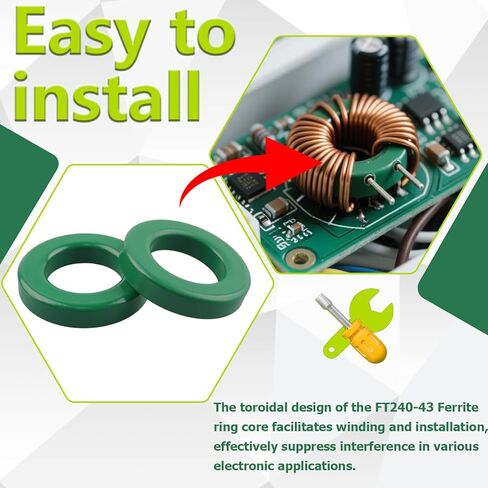 2 حزمة من الفريت Toroid Core FT240-43، لقمع أسلاك RFI EMI RF HF، متوافقة مع EFHW ومحولات الطاقة. (أخضر) in Kuwait