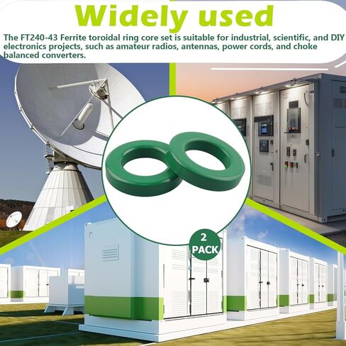 2 حزمة من الفريت Toroid Core FT240-43، لقمع أسلاك RFI EMI RF HF، متوافقة مع EFHW ومحولات الطاقة. (أخضر) in Kuwait