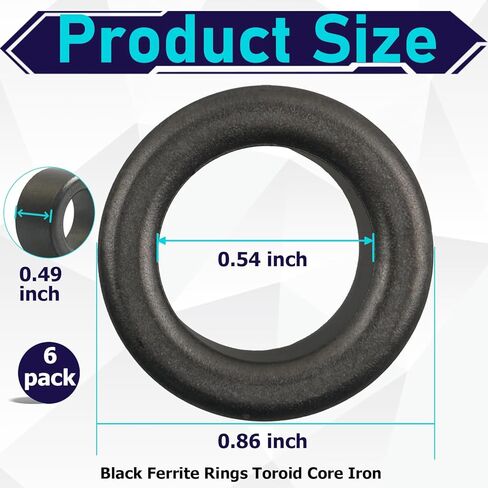 6 قطع من حلقات الفريت السوداء من الحديد الأساسي، (22 × 14 × 13 مم)، تستخدم لتداخل تردد الراديو/قمع التداخل الكهرومغناطيسي. in Kuwait