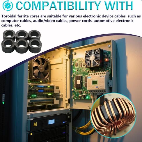 6 قطع من حلقات الفريت السوداء من الحديد الأساسي، (22 × 14 × 13 مم)، تستخدم لتداخل تردد الراديو/قمع التداخل الكهرومغناطيسي. in Kuwait