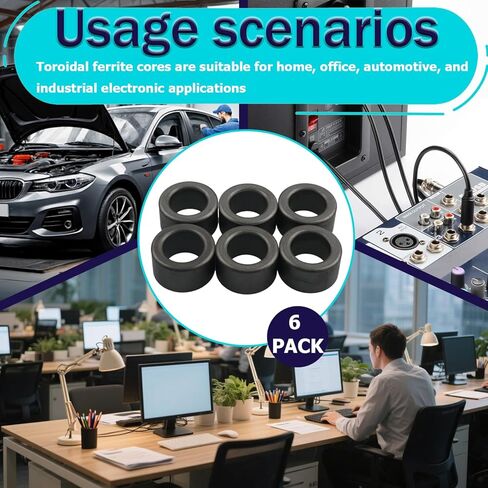 6 قطع من حلقات الفريت السوداء من الحديد الأساسي، (22 × 14 × 13 مم)، تستخدم لتداخل تردد الراديو/قمع التداخل الكهرومغناطيسي. in Kuwait