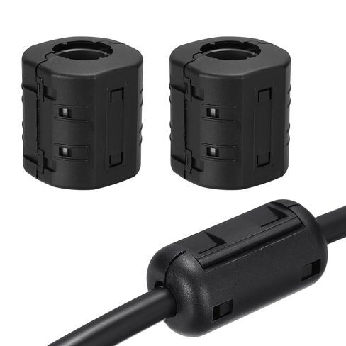 MECCANIXITY 2Pcs Clip-on Ferrite Ring Core, 20mm RFI EMI Noise Suppression Filter Cable Clip Ferrite Beads for USB Audio Video Data Cables, for Interference Reduction, Black,Cylinder in Kuwait