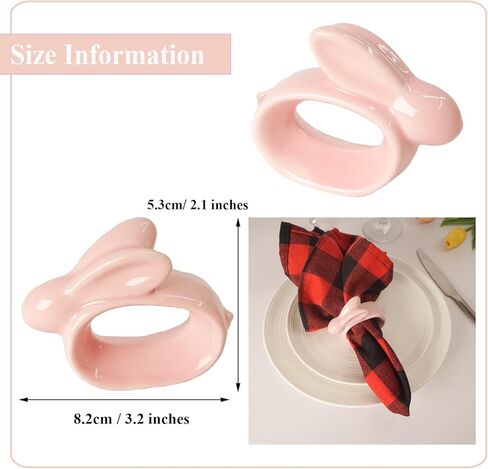 مجموعة حلقات منديل أرنب عيد الفصح مكونة من 6 قطع، حامل حلقات منديل أرنب بورسلين، حلقات منديل أرنب سيراميك لعيد الفصح، حفلة الربيع، الولائم، العشاء، ديكور طاولة الزفاف in Kuwait