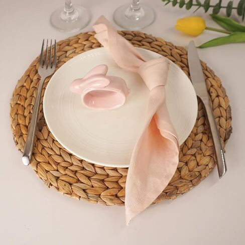 مجموعة حلقات منديل أرنب عيد الفصح مكونة من 6 قطع، حامل حلقات منديل أرنب بورسلين، حلقات منديل أرنب سيراميك لعيد الفصح، حفلة الربيع، الولائم، العشاء، ديكور طاولة الزفاف in Kuwait