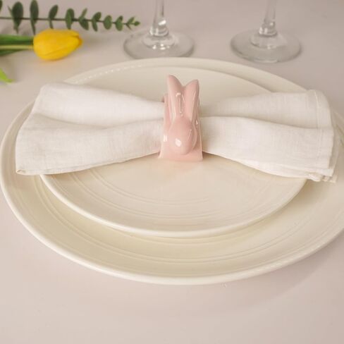 مجموعة حلقات منديل أرنب عيد الفصح مكونة من 6 قطع، حامل حلقات منديل أرنب بورسلين، حلقات منديل أرنب سيراميك لعيد الفصح، حفلة الربيع، الولائم، العشاء، ديكور طاولة الزفاف in Kuwait