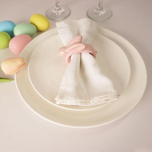مجموعة حلقات منديل أرنب عيد الفصح مكونة من 6 قطع، حامل حلقات منديل أرنب بورسلين، حلقات منديل أرنب سيراميك لعيد الفصح، حفلة الربيع، الولائم، العشاء، ديكور طاولة الزفاف in Kuwait