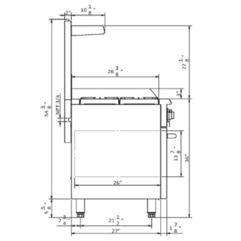 EMPURA 36" Freestanding Natural Gas Range | Cooking Stove with Single Standard Oven (2) Cast-Iron Open Burners and 24" Right Side Griddle | 130,000 BTU | 36"W x 32-1/4"D x 60-3/8"H, Stainless Steel in Kuwait