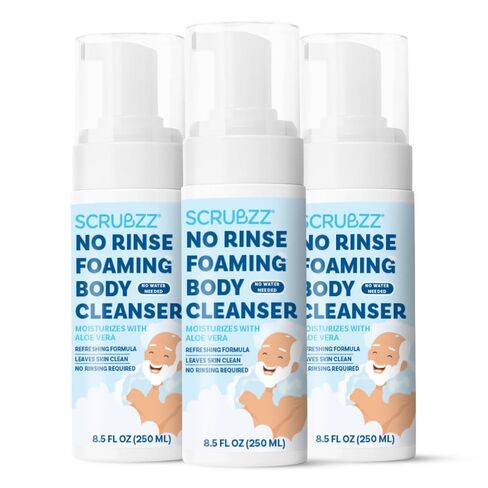 Scrubzz No Rinse Body Wash for Elderly, Rinse Free Cleansing Foam, Waterless Foaming Cleanser for Men and Women, Great for Camping, Gym and Post Workout, Hospital Stays and Post Surgery - 3 Pack in Kuwait